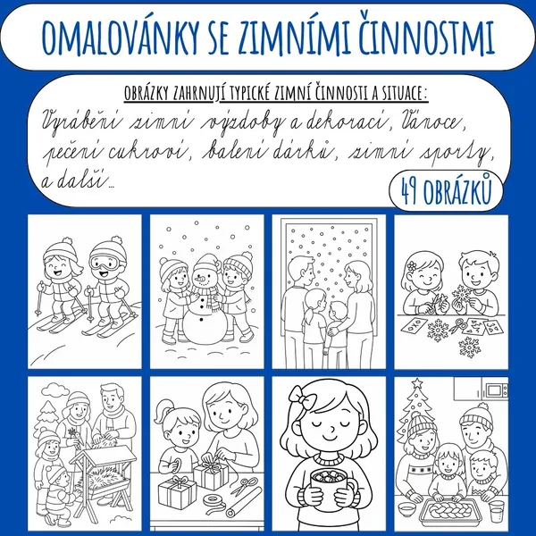 Omalovánky - Zimní činnosti a aktivity