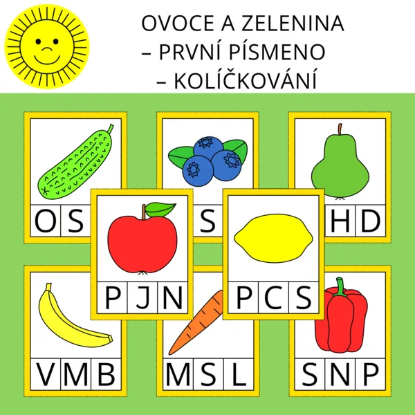 OVOCE A ZELENINA - PRVNÍ PÍSMENO - KOLÍČKOVÁNÍ