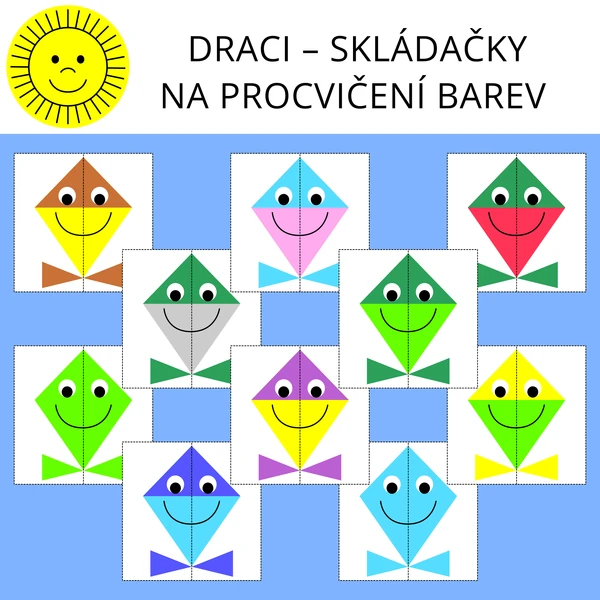 DRACI - SKLÁDAČKY NA PROCVIČENÍ BAREV