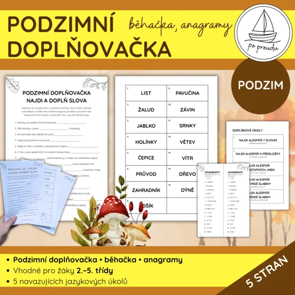 Podzimní doplňovačka | běhačka, přesmyčky, jazykové úkoly