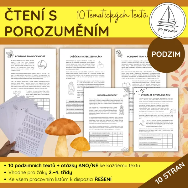 Podzimní čtení s porozuměním | 10 textů pro 2.–4. třídu