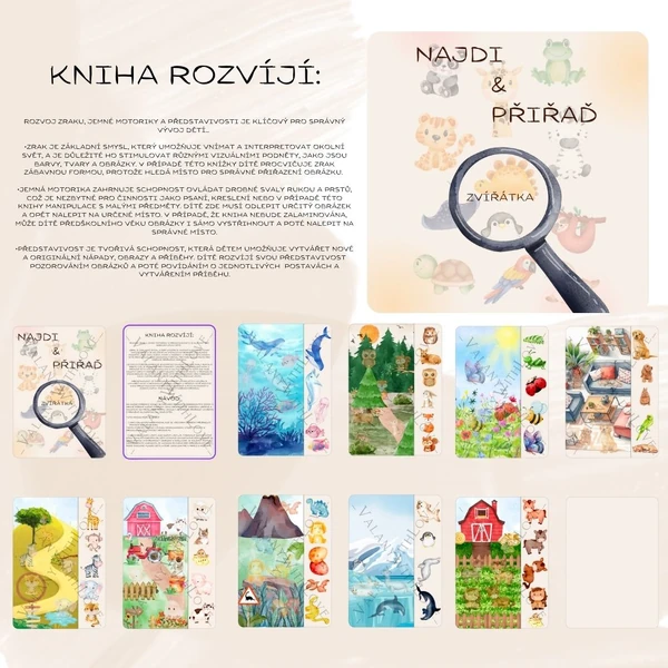 Zábavná knížka „Najdi a přiřaď - ZVÍŘÁTKA”